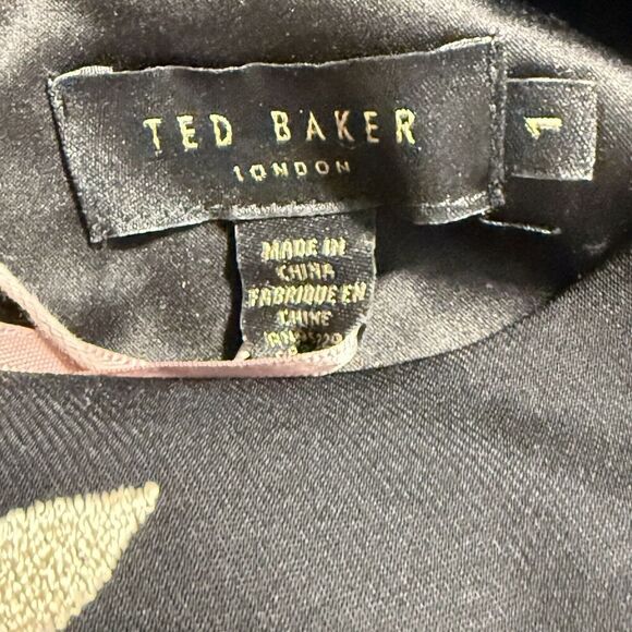 NWT Ted Baker London Shamari Dress Size 1 (us Sz 4) Gold Embroidery 3/4 Sleeves - Picture 3 of 5